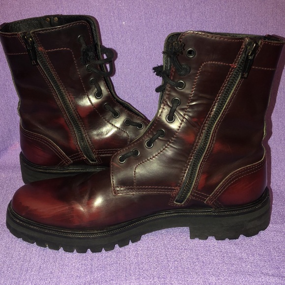 Used The Kooples Burgandy Side Zip Boots Size 9.5 Ladies 8.5 Men’s 41EU - Picture 9 of 15